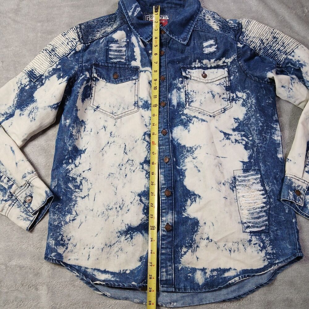 GS-115 L Denim Shacket Blue Acid-Wash Metropolitan-Grunge Indie-Sleaze Utility L - Picture 3 of 12